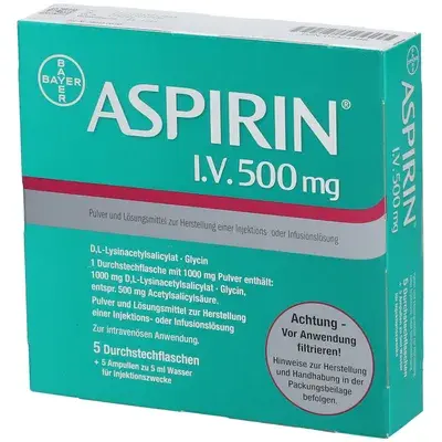 Aspirin i. V. 0,5 g Trockens.